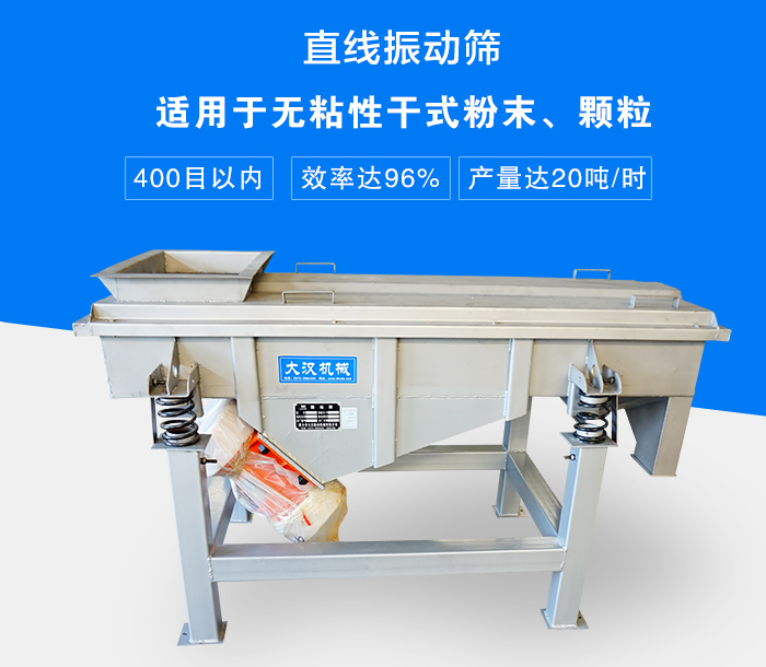 直線振動篩適用于無粘性干式粉末、顆粒，產量達20噸/時
